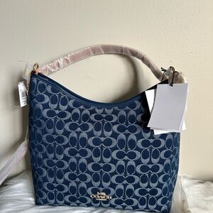 NWT Coach Laurel Large Shoulder Bag In Signature Denim